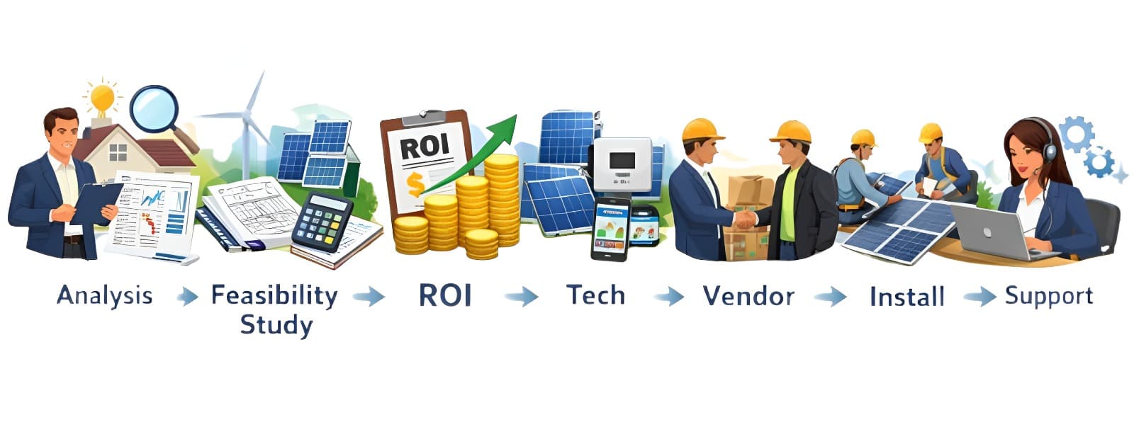 Solar consultancy process — from energy analysis to performance advisory
